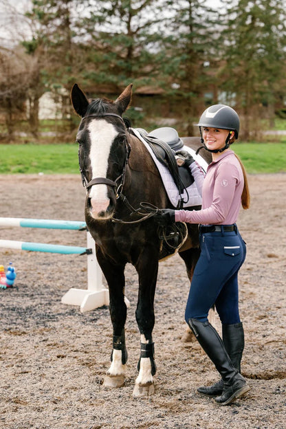 Women's Riding Breeches-Thiandro Essential-Navy- Knee Patch