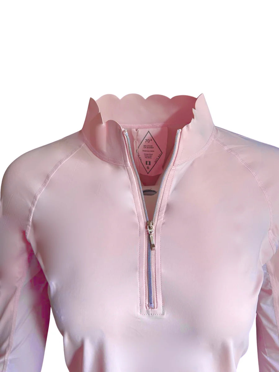 Scallop Collar Wicking Sunshirt- 70 Degrees Pale Primrose Pink